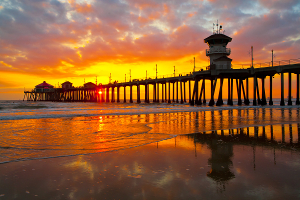 The Huntington Beach pier in Orange County, California.
